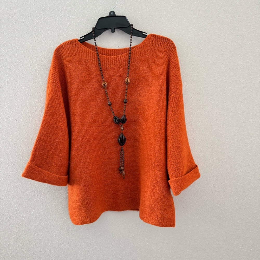Vibrant Orange Women  Crew Neck Sweater size M